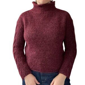 Barbour Womens Wool Alpaca Blend Red Mock Neck Cropped Sweater Sz 4